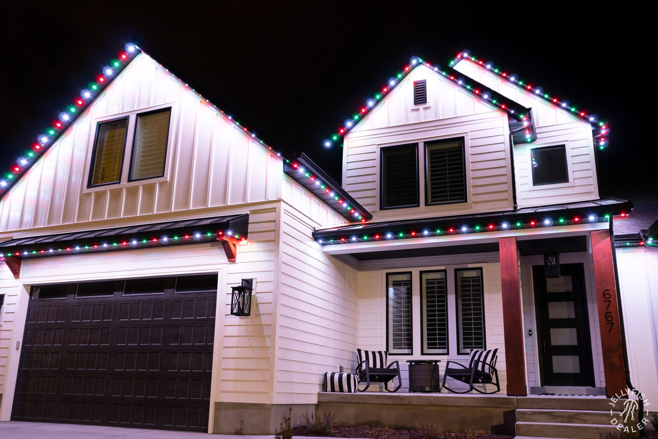 A Florida home celebrating the holidays with year round lighting installed.